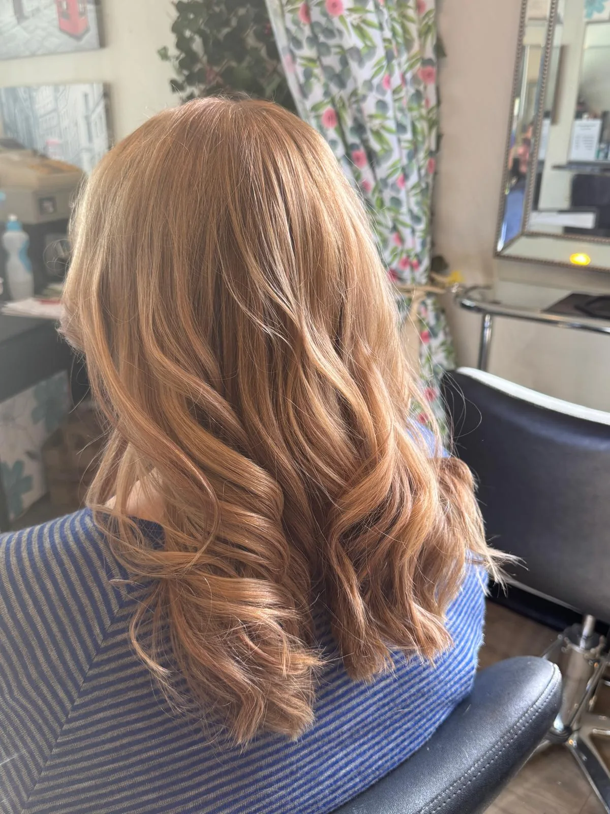 Strawberry blonde waves, Redcliffs hair salon